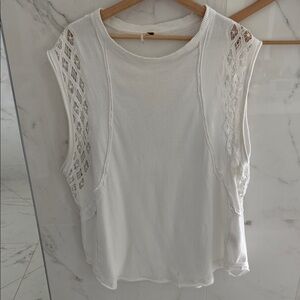 Women's White Crochet-Sleeve Tank Top free people